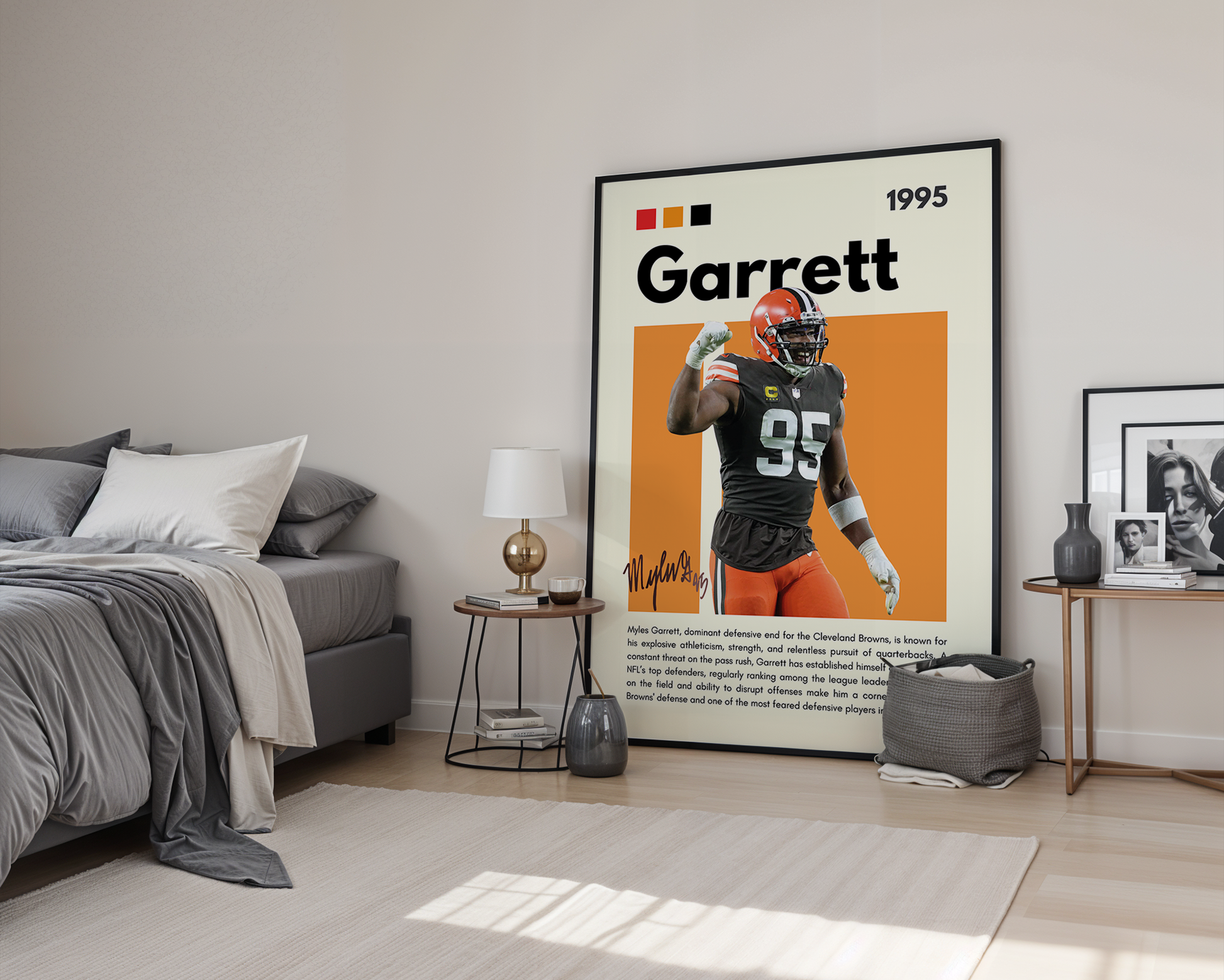 Myles Garrett Cleveland Browns Pro Football Wall Art Poster | Defensive Beast Print, Football Gift, Mancave Decor, Sack Leader Artwork | Office