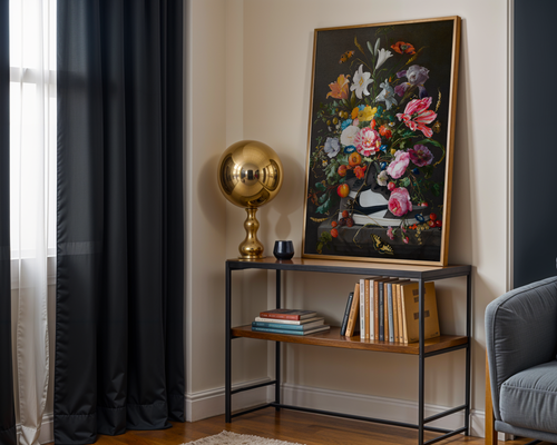Air Black and White Sneaker in Floral Still Life | Pop Art Flower Arrangement Modern Streetwear Sneaker Vase | Office | Games Room